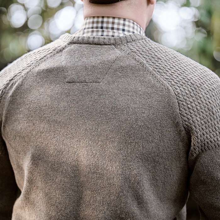 Härkila Vincent Merino V-Neck Pullover Dark Sand back detail