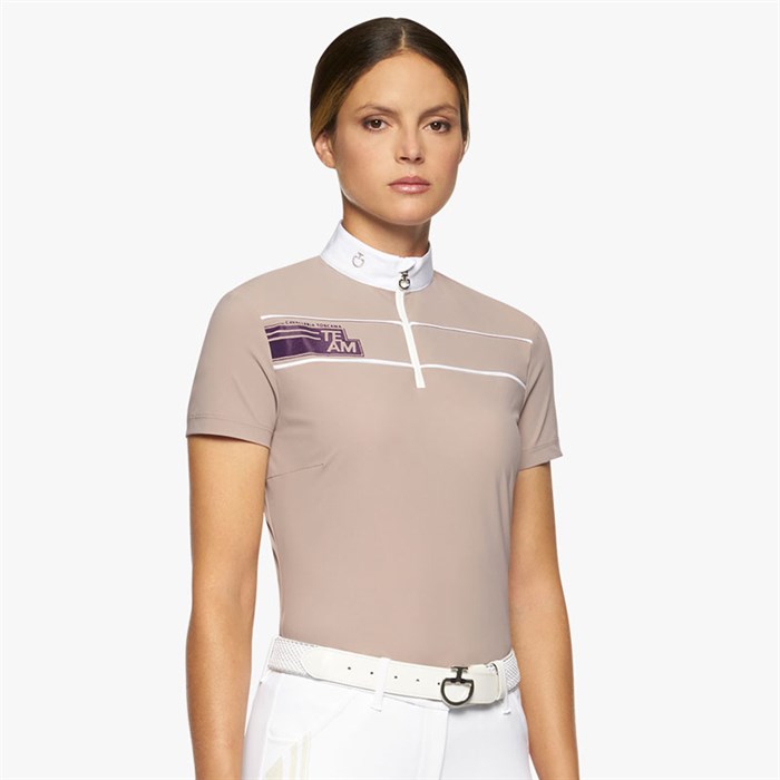 Cavalleria Toscana "CT team Daytona S/S zip" competition polo - beige/lilla