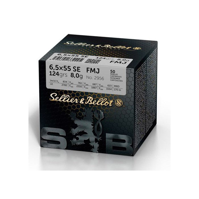 Sellier Bellot FMJ 6,5x55 SE - 8,0 g 124 grain - Køb hos Lundemøllen