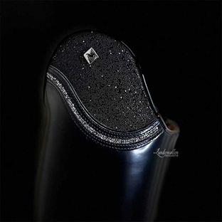 De Niro "Bellini" ridestøvler - sort brushed m. Salentino top Crystal Fabric og krystaller