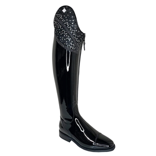 De Niro "Bellini" ridestøvler - sort lak m. Hunter-Liz top Crystal Fabric og Swarovski krystaller