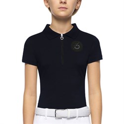 Cavalleria Toscana junior Team Multi-Logo S/S Training Polo, Navy set forfra