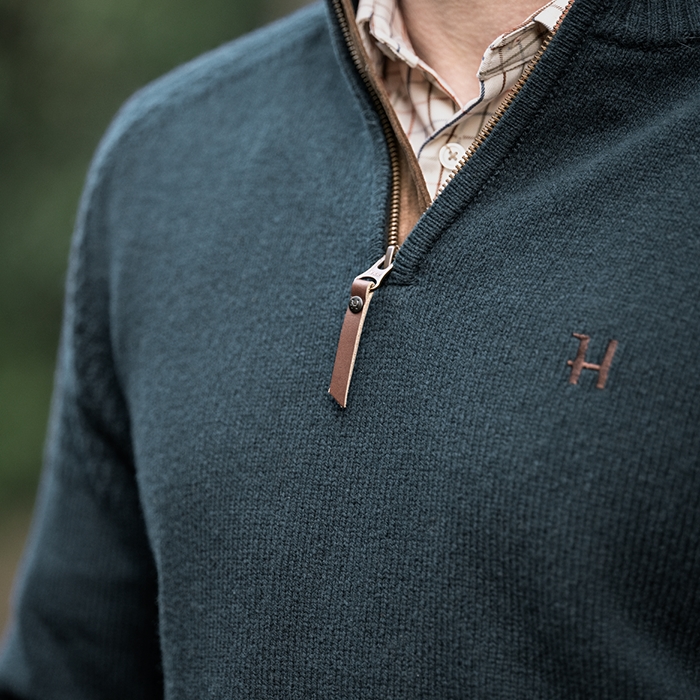 Härkila Vincent Merino Half Zip Pullover, Dark Navy close up zip