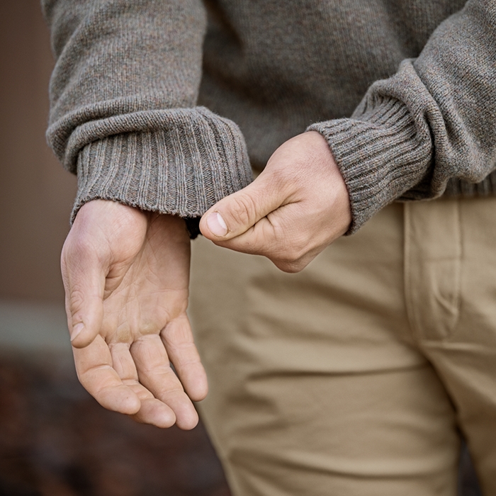 Härkila Vincent Merino Half Zip Pullover, Dark Sand detalje manchet