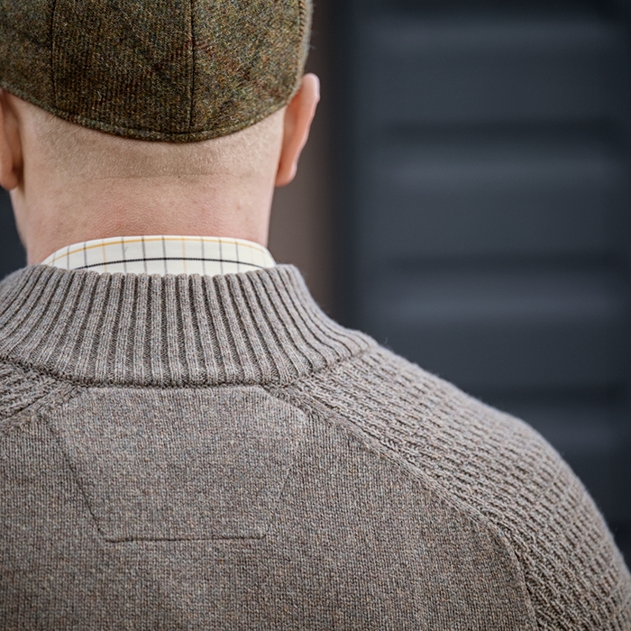 Härkila Vincent Merino Half Zip Pullover, Dark Sand neck