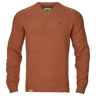 Härkila Vincent Merino V-Neck Pullover, Bombey brown