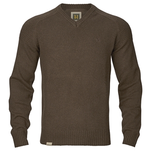 Härkila Vincent Merino V-Neck Pullover, Demitasse brown front
