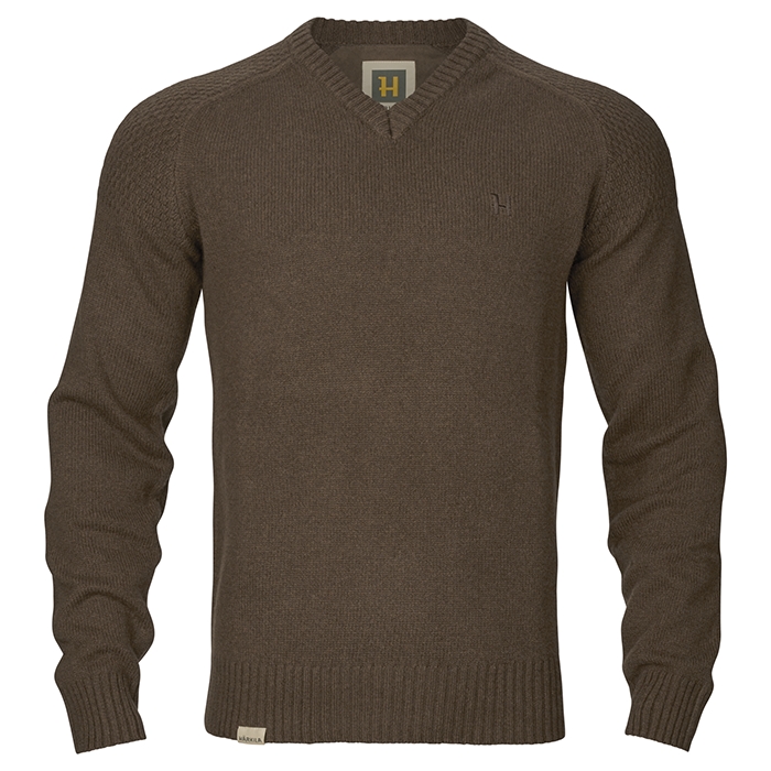 Härkila Vincent Merino V-Neck Pullover, Demitasse brown front