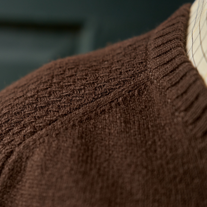 Härkila Vincent Merino V-Neck Pullover, Demitasse brown schoulder
