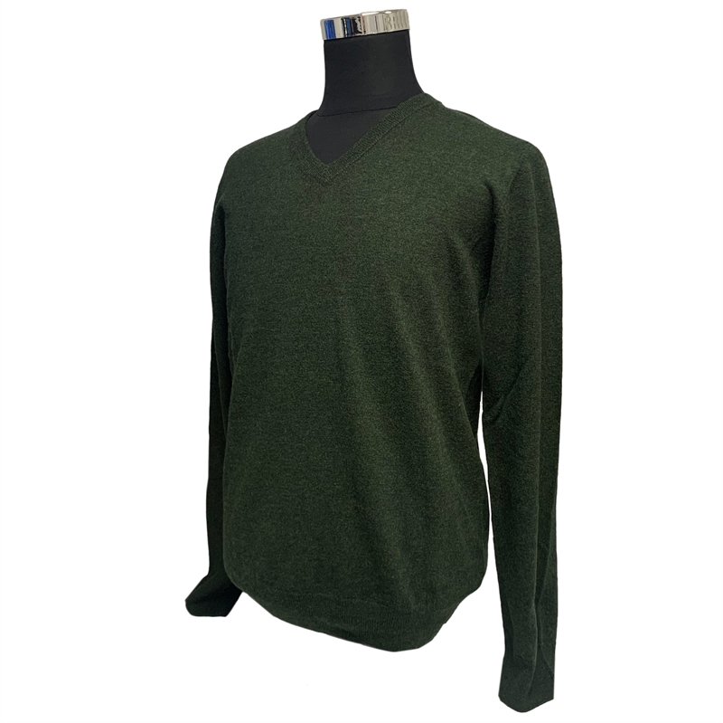 Irsk strik V hals 100 % Lambswool, Green - Køb hos Lundemøllen