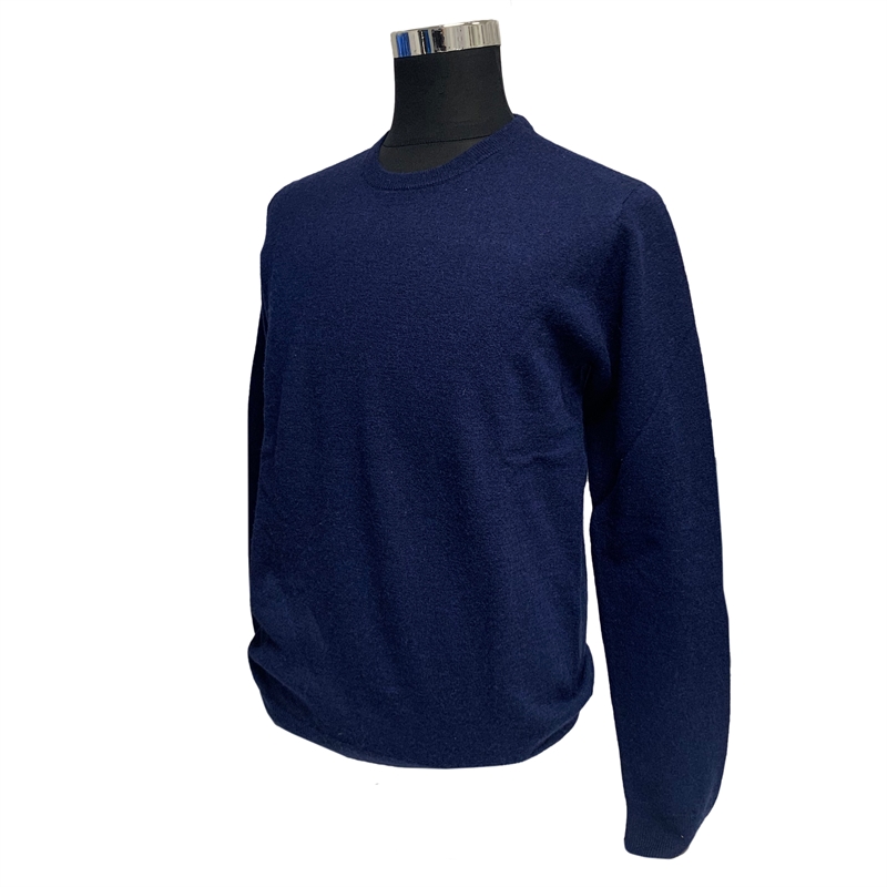 Irsk strik rundhals 100 % Lambswool, navy - Køb hos Lundemøllen