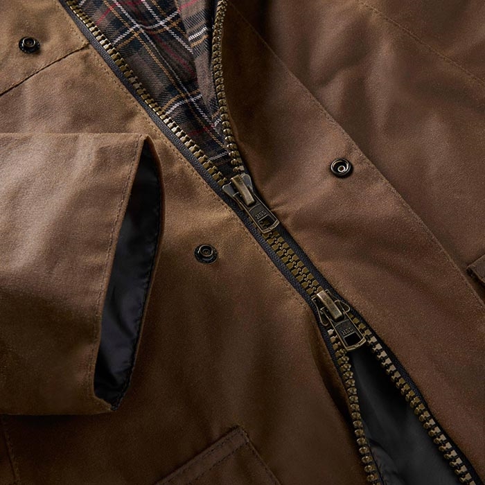 Oxford Blue Countryman Oliskinsjakke, Sandstone detalje