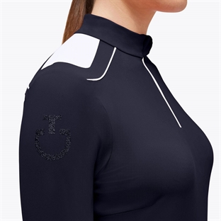 Cavalleria Toscana bluse "L/S Jersey Zip Training Polo" - navy