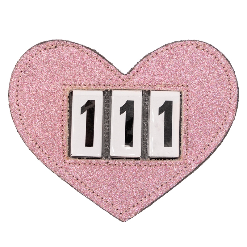 QHP stævnenummer "Heart" - glitter pink