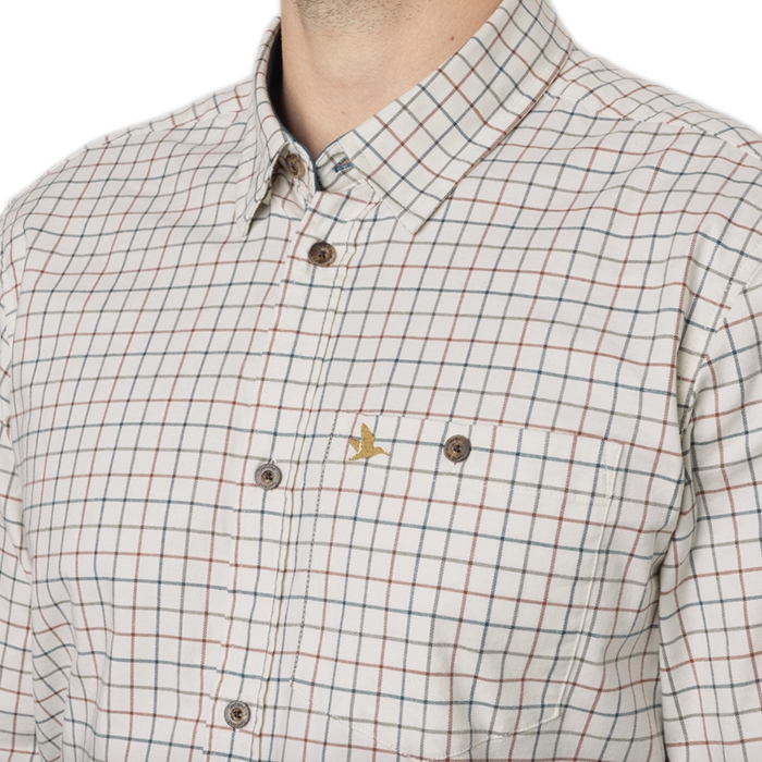 Seeland Oxford Shooting Skjorte, Grape Leaf/Terracotta Check - detail