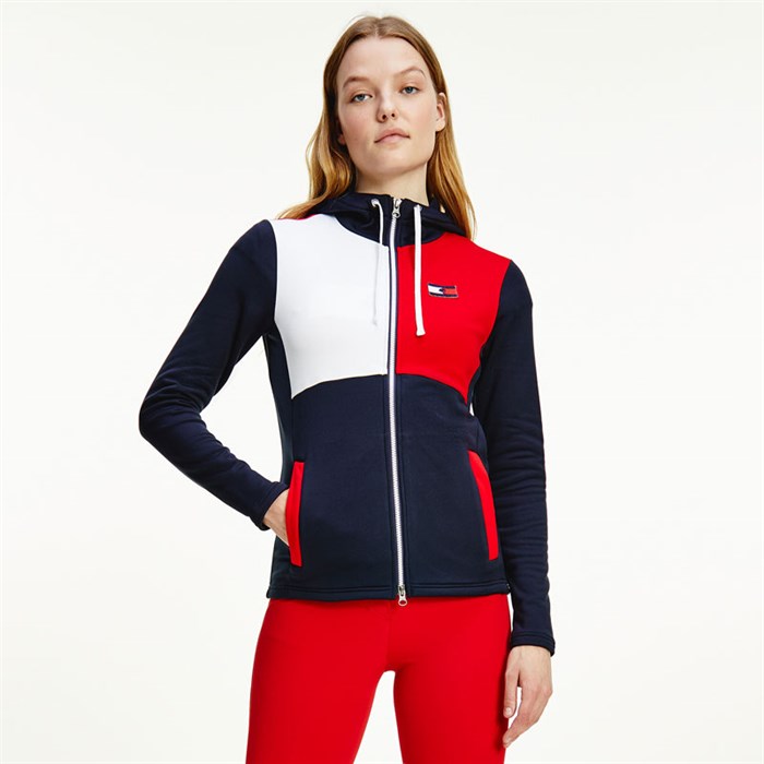 Tommy Hilfiger trøje "Training Jacket Color Block" - desert sky