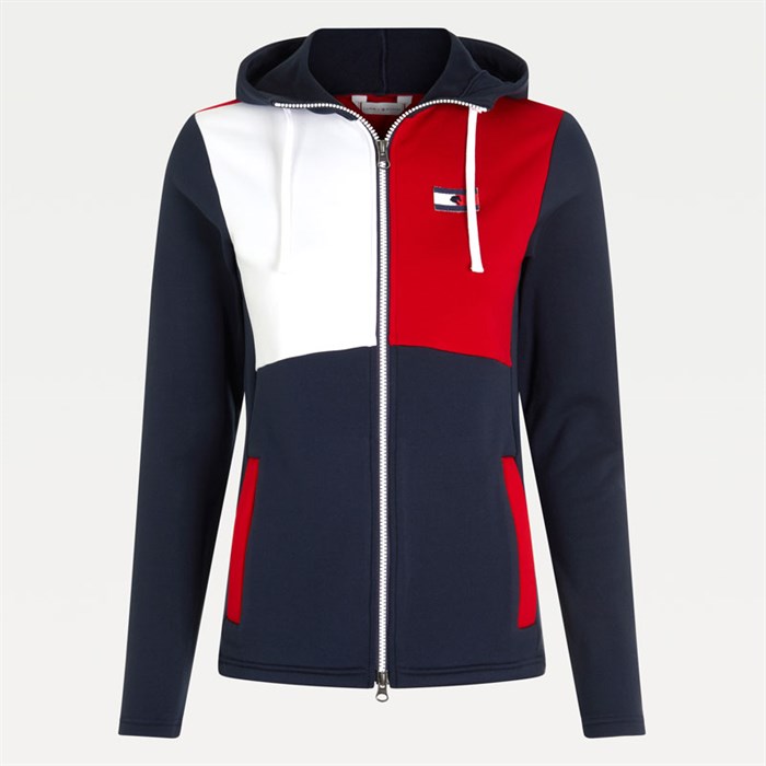 Tommy Hilfiger trøje "Training Jacket Color Block" - desert sky