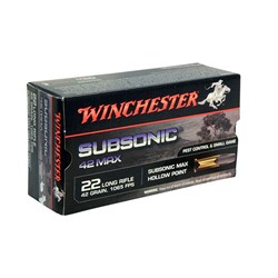 Winchester subsonic 42 max, 22 lr - køb hos lundemøllen