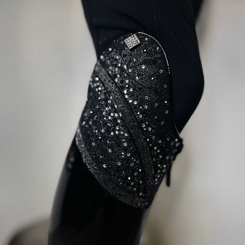 De Niro "Bellini" ridestøvler - sort lak m. Hunter-Liz top Crystal Fabric og Swarovski krystaller