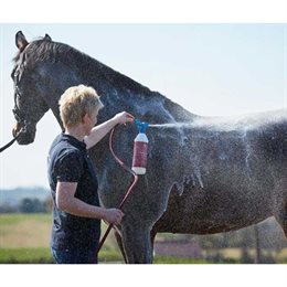Blue Hors Click\'n Wash shampoo til heste der kan klikkes direkte på slangen