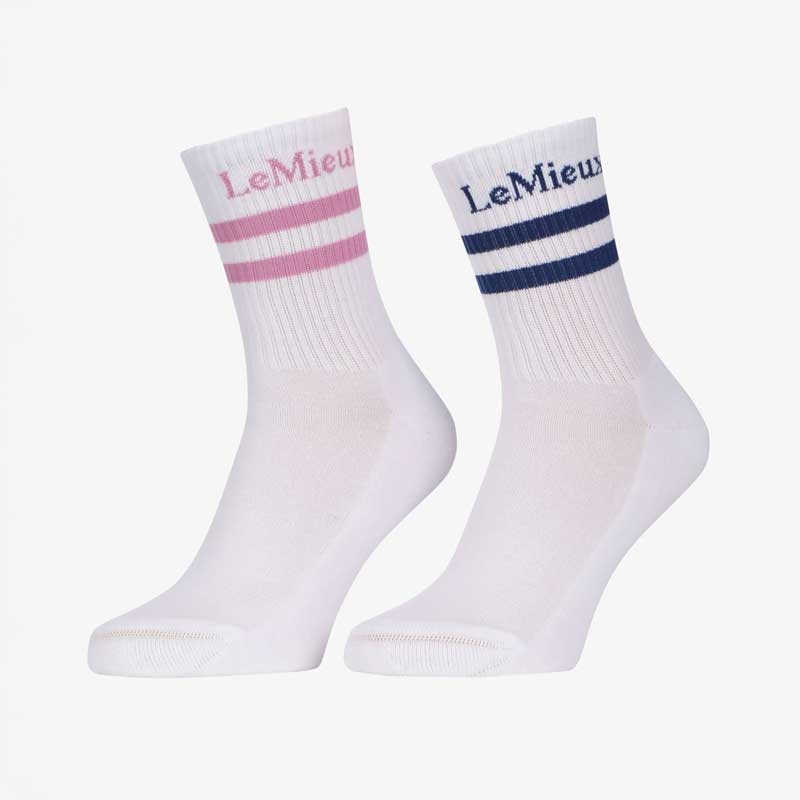 LeMieux \'\'Crew socks" 2-pak - Hvid/Fondant/Navy