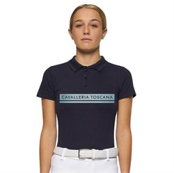 Cavalleria Toscana junior polo "Flocked stripe CT logo S/S"" - navy