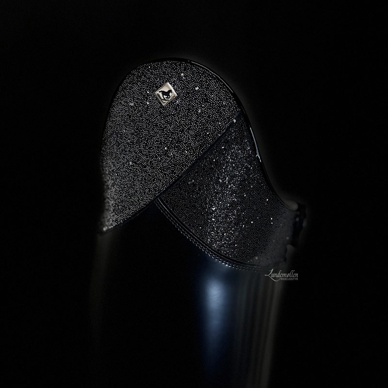 De Niro "Bellini" ridestøvler - sort brushed m. Musa Crystal Fabric top + lakpipe