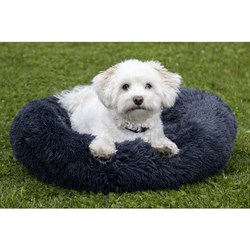 Donut hundeseng "Fluffy" 60 cm. - dark blue/grey