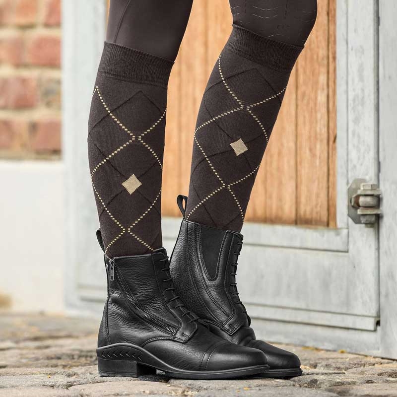 ELT ridestrømper "Argyle" - espresso