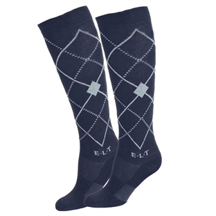 ELT ridestrømper "Argyle" - navy