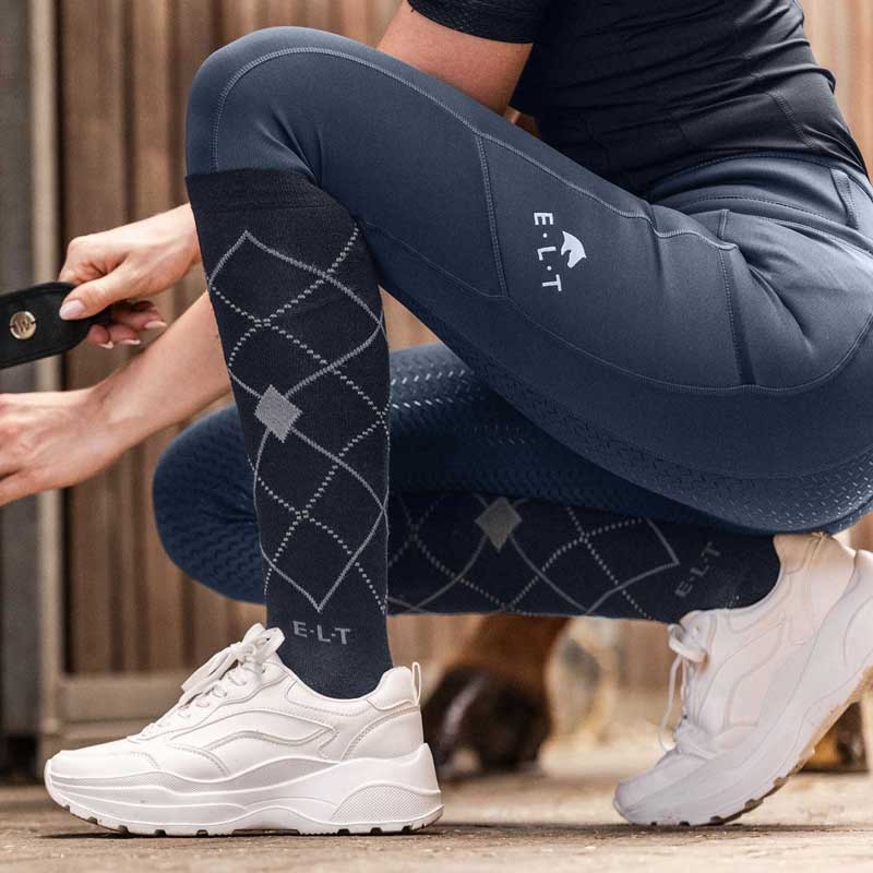ELT ridestrømper "Argyle" - navy
