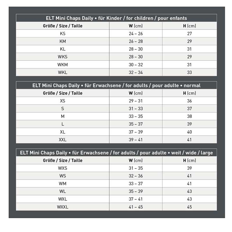 ELT leggins måleskema