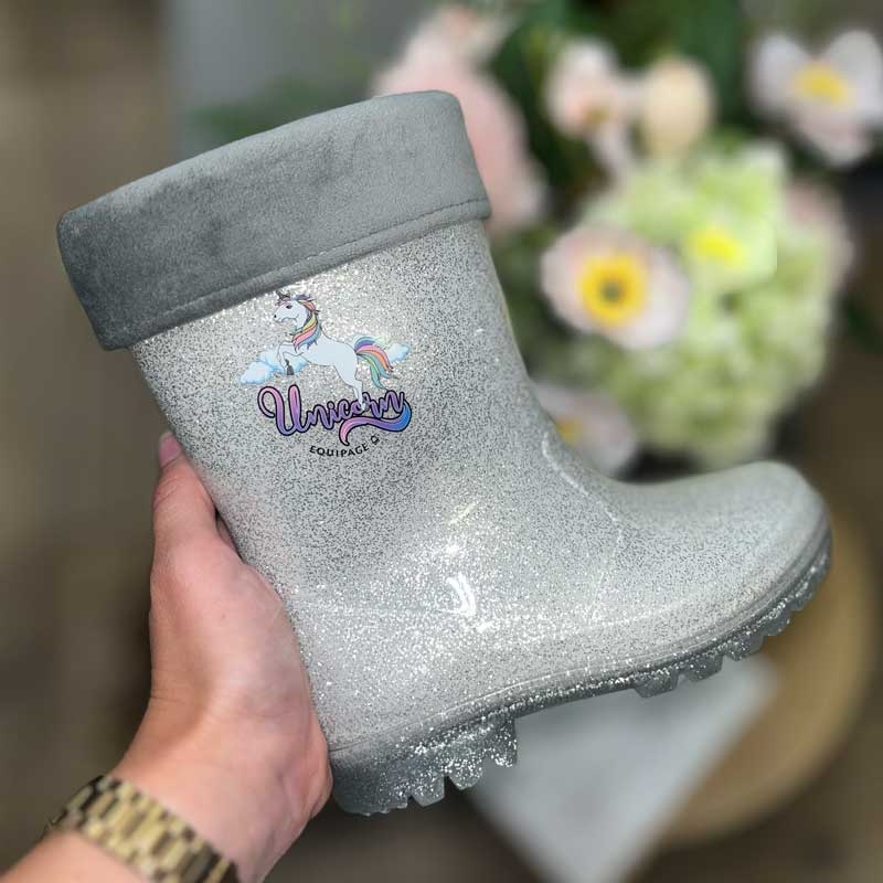 Equipage gummistøvler KIDS "Light Glitter" - sølv 