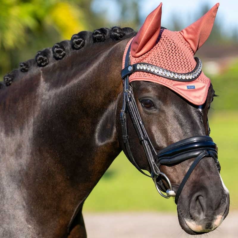 Equestrian Stockholm hut modern coral fra siden på hest