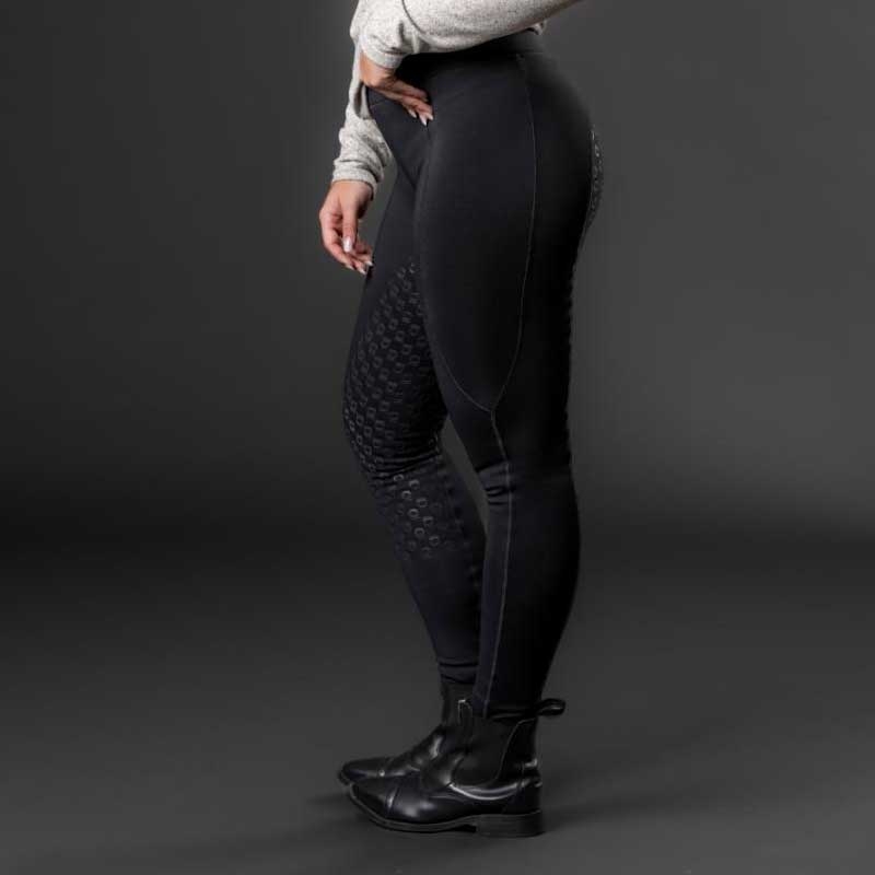 Equipage vinter ridetights "Safina" m. fuldgrip - sort fra siden på rytter