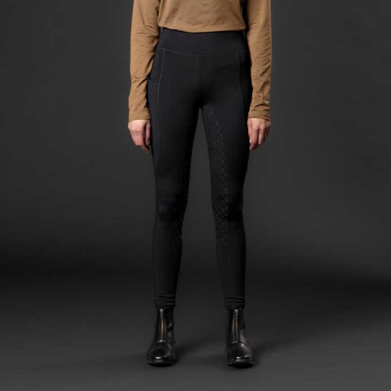 Equipage vinter ridetights "Safina" m. fuldgrip - sort forfra på rytter