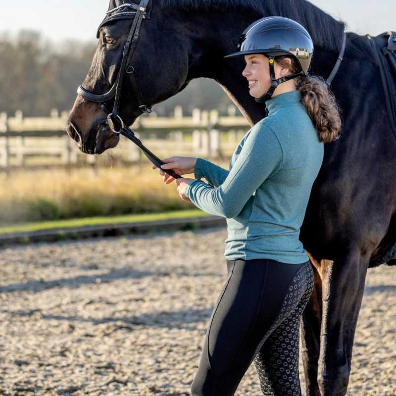 Equipage vinter ridetights "Safina" m. fuldgrip - sort på rytter med hest