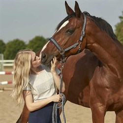 He rser du den flotte t-shirt på rytter med hest