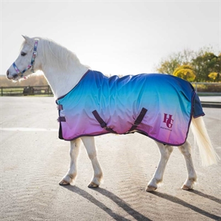 HorseGuard regndækken "Gradient" m. fleece - navy/turkis/pink