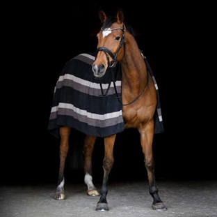 HorseGuard fleecetæppe "Squared" - sort/brun/grå