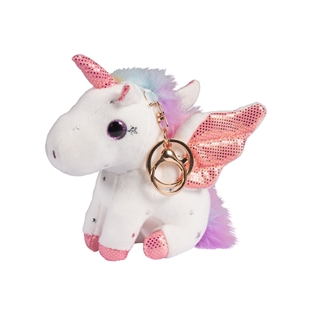 HKM enhjørning plys nøglering - hvid/lyserød 