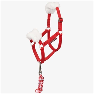 LeMieux "Hobby Horse Christmas" grime m. plys til kæphest - rød/hvid