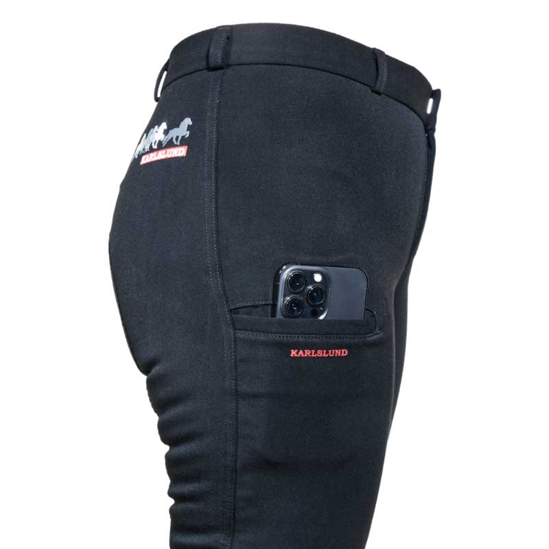 Karlslund "Iceland" fuldskinds ridebukser m. mobillomme - sort 