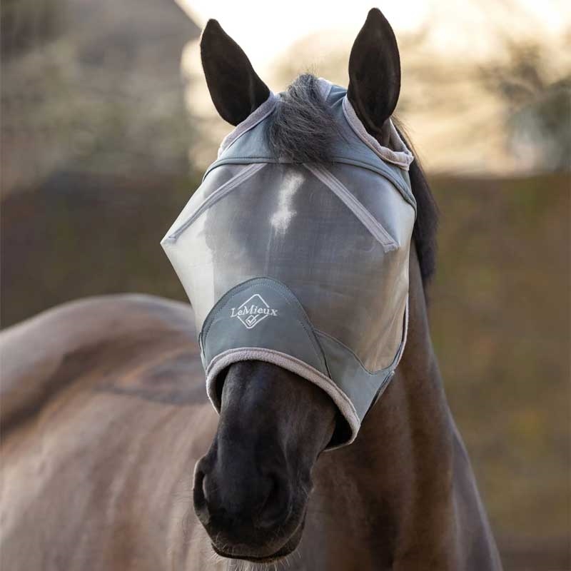 Lemieux fluemaske "Armour shield" uden ører  - grå på hest