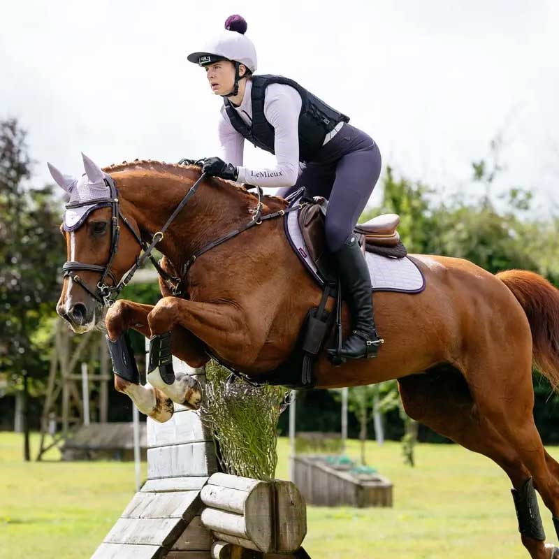 LeMieux Jumping Suede underlag - Lilac på hest der springer