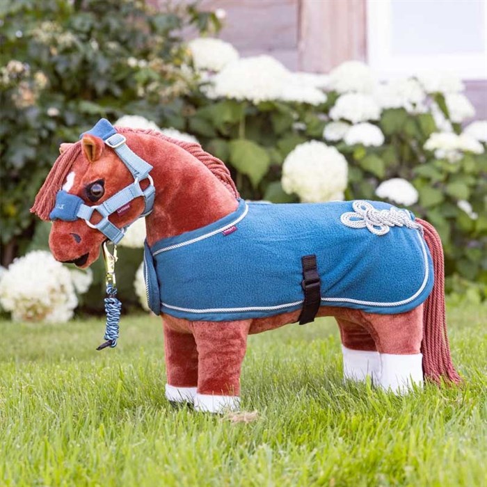 LeMieux Mini Pony fleecedækken i marineblå på legetøjshest