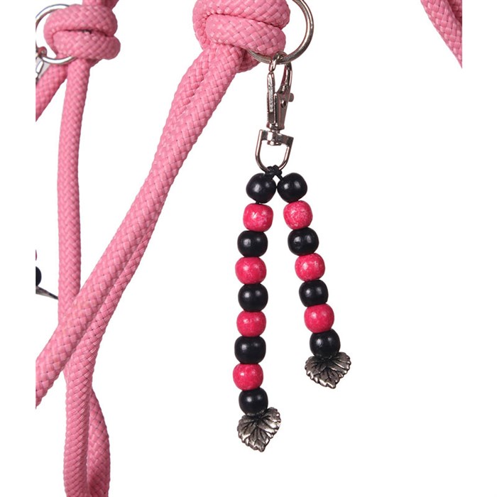 QHP rebgrime sæt "Liberty" m.tøjler + cordeo - flamingo pink