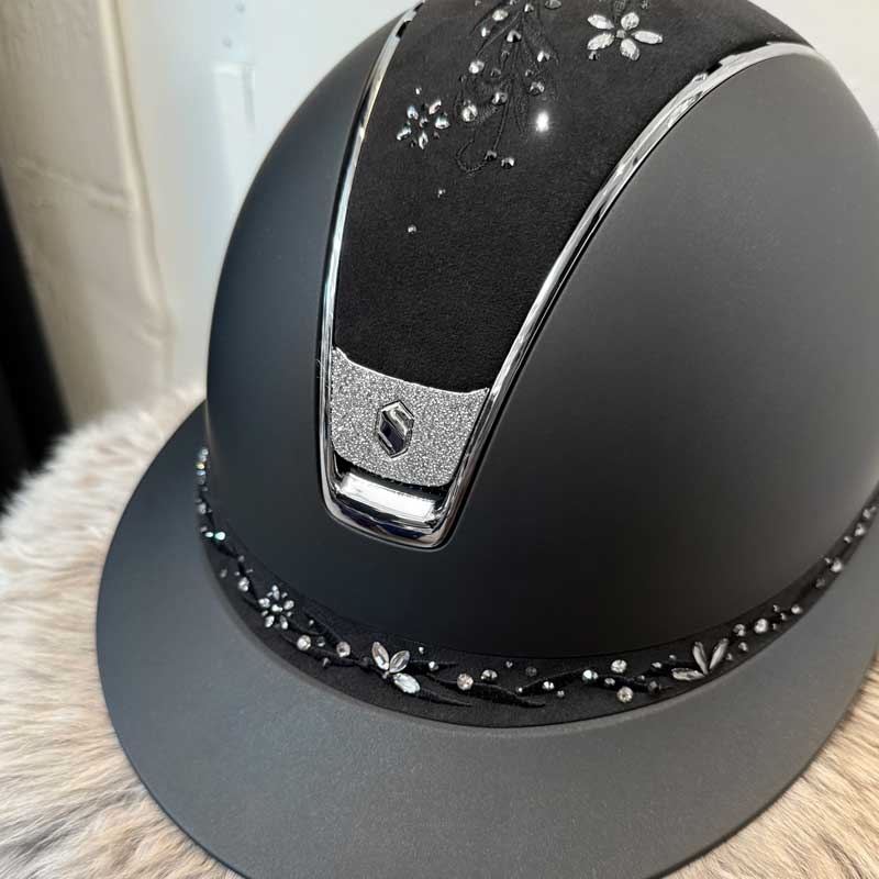 Samshield Miss Shield Shadowmatt 2.0 - sort/chrome m. Flower Swarovski Jewelry og Crystal Fabric blazon