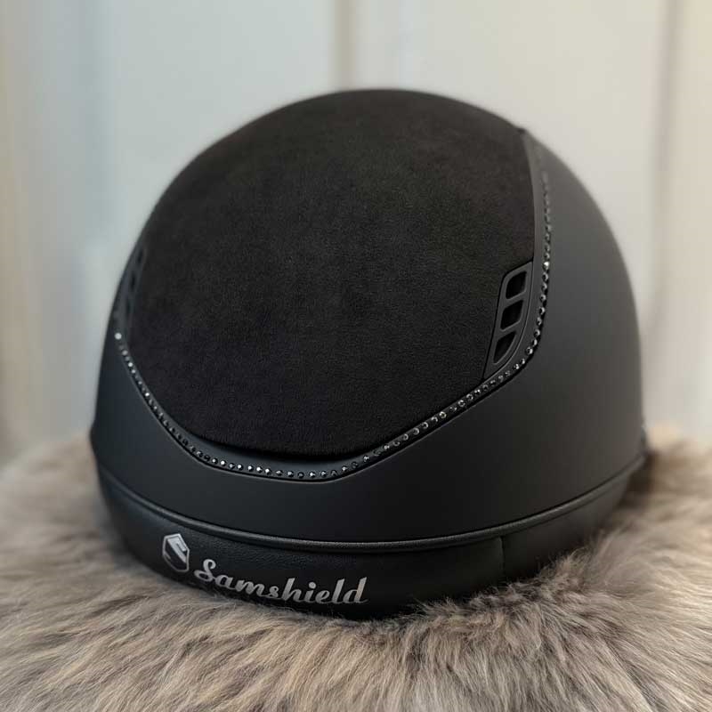 Samshield Miss Shield Shadowmatt 2.0 - sort/matt black m. Alcantara top, Glacier frontbånd + 300 Swarovski