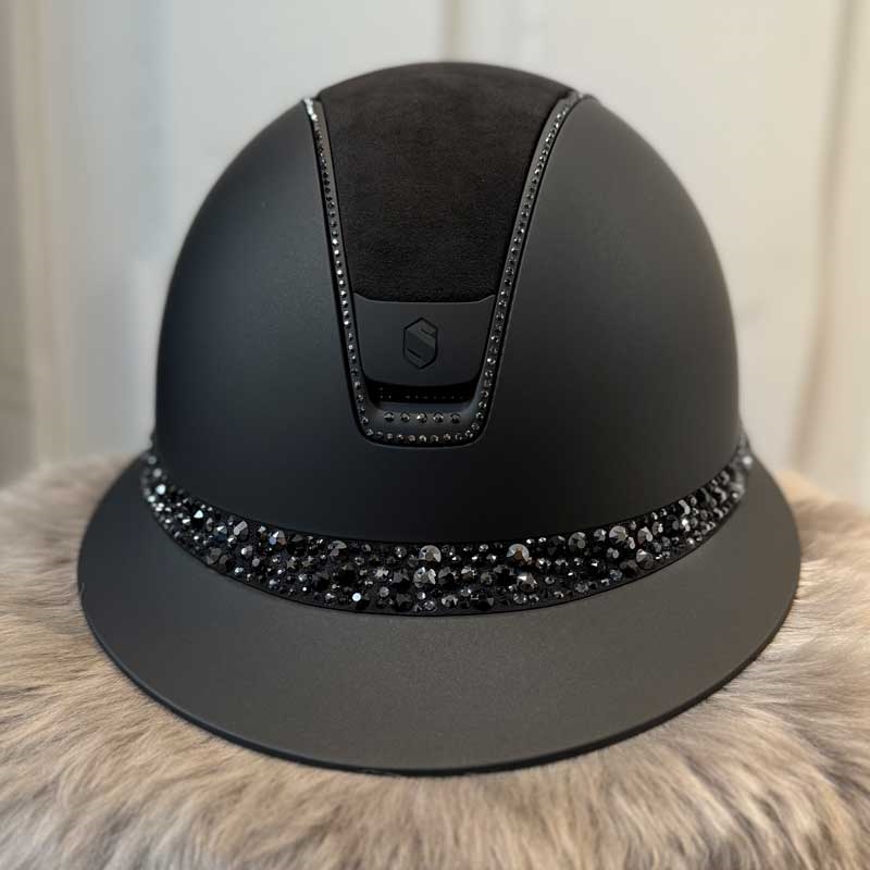Samshield Miss Shield Shadowmatt 2.0 - sort/matt black m. Alcantara top, Glacier frontbånd + 300 Swarovski